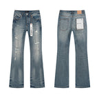 Purple Brand Vintage Distressed Wash Flared Denim Jeans