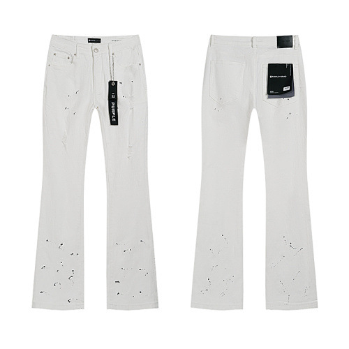 Purple Brand White Paint Splatter Distressed Flared Jeans