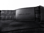 Purple Brand Rhinestone Distressed Flared Jeans in Washed Black