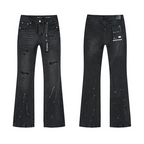 Purple Brand Washed Black Paint Splatter Distressed Flared Jeans