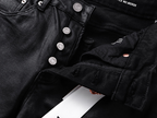 Purple Brand Rhinestone Distressed Flared Jeans in Washed Black