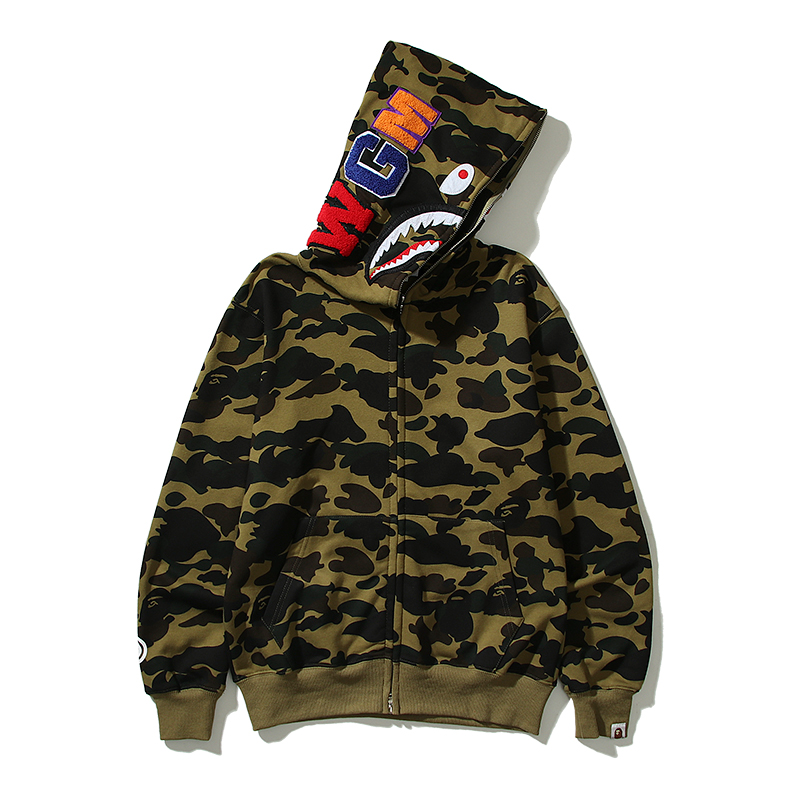 ABC CAMO SHARK FULL ZIP HOODIE - Green, M image
