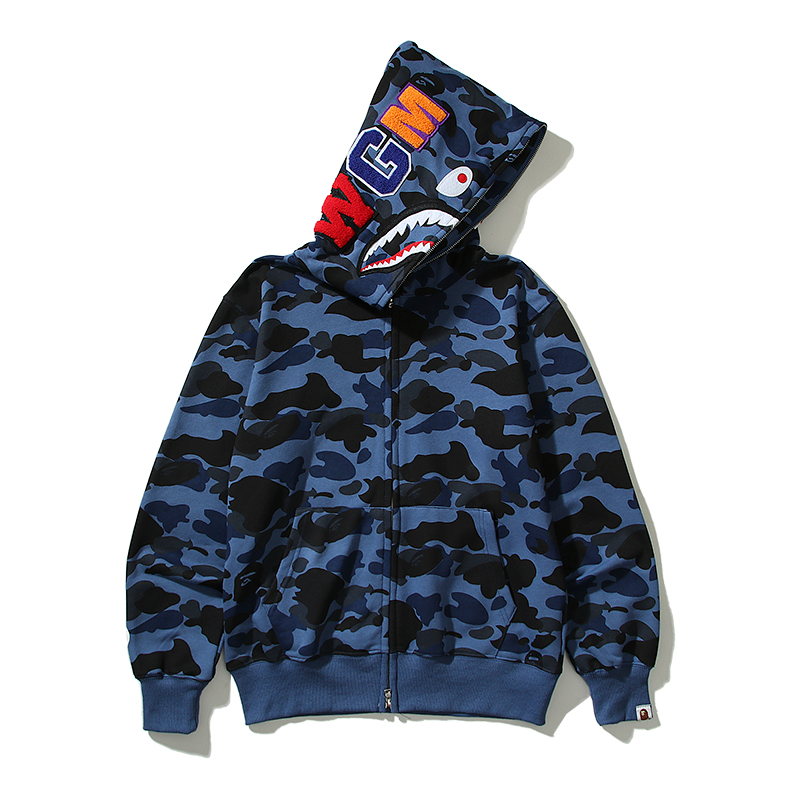 ABC CAMO SHARK FULL ZIP HOODIE - Blue, XXL image